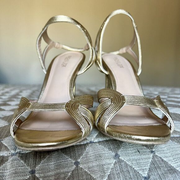 Rachel Zoe Isabella Metalic Gold Leather Stiletto High Heeled Sandals Women’s 8 - Picture 8 of 16